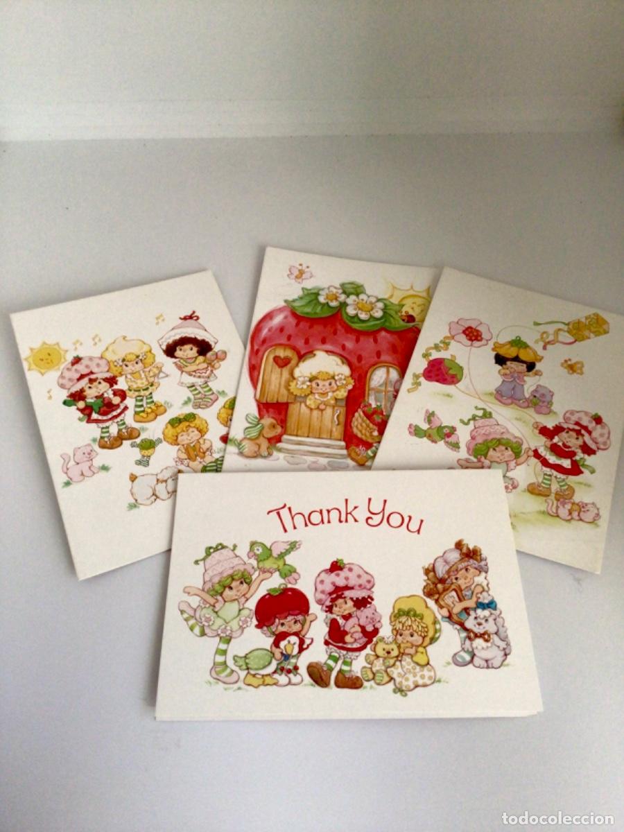 Postales: 4 Tarjetas o postales tarta de fresa y sus amigos, a&ntilde;o 2019