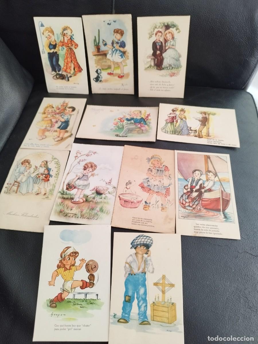 Postales: 12 Tarjetas postales infantiles. De dibujos, ilustraciones de ni&ntilde;os y ni&ntilde;as. Caricaturas.