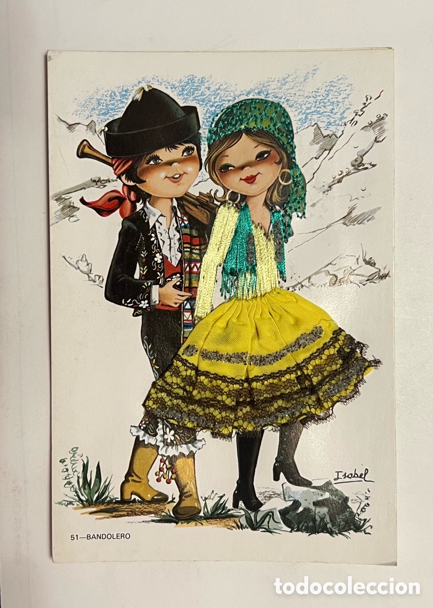 Postales: POSTAL BORDADA.. BANDOLERO No.51, Ilustra Isabel. Circulada (a.1985)