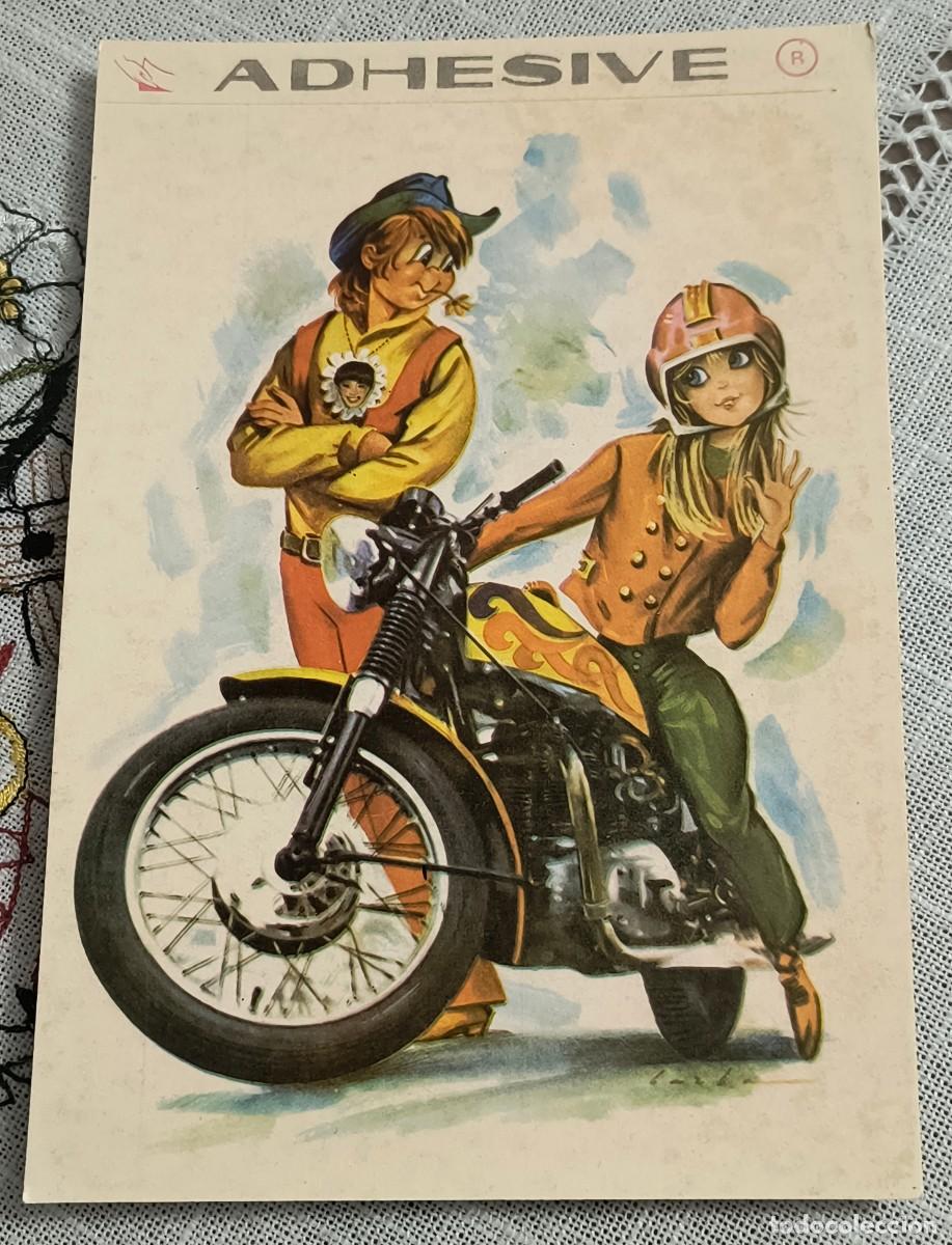 Postales: POSTAL ADHESIVA | PAREJA EN MOTO