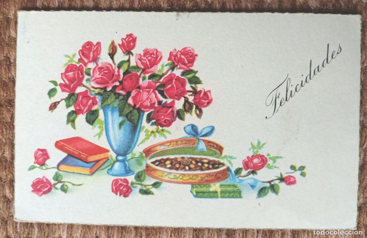 Postales: TARJETA DE FELICITACION DE ONOMASTICA CON ROSAS Y BOMBONES