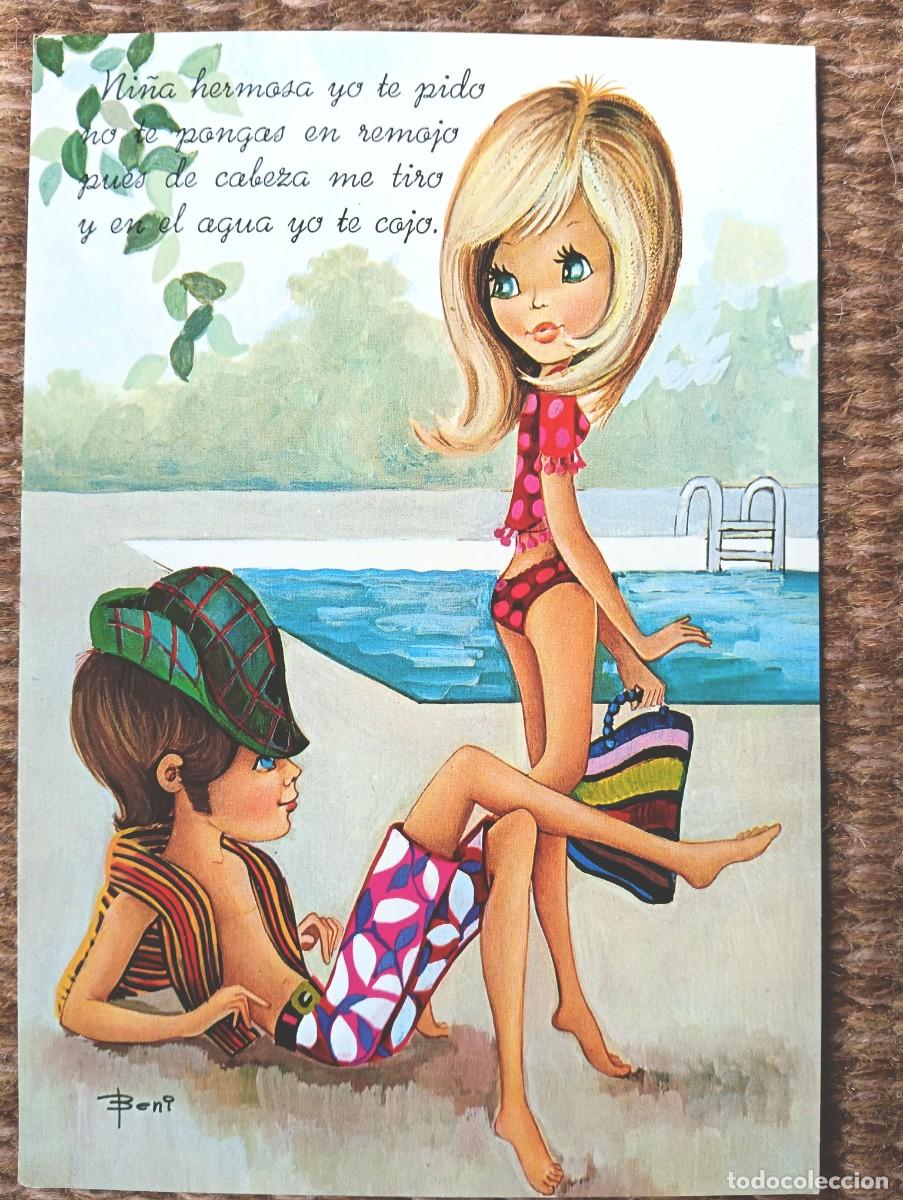 Postales: NOVIOS EN LA PISCINA - ILUSTRACION BENI
