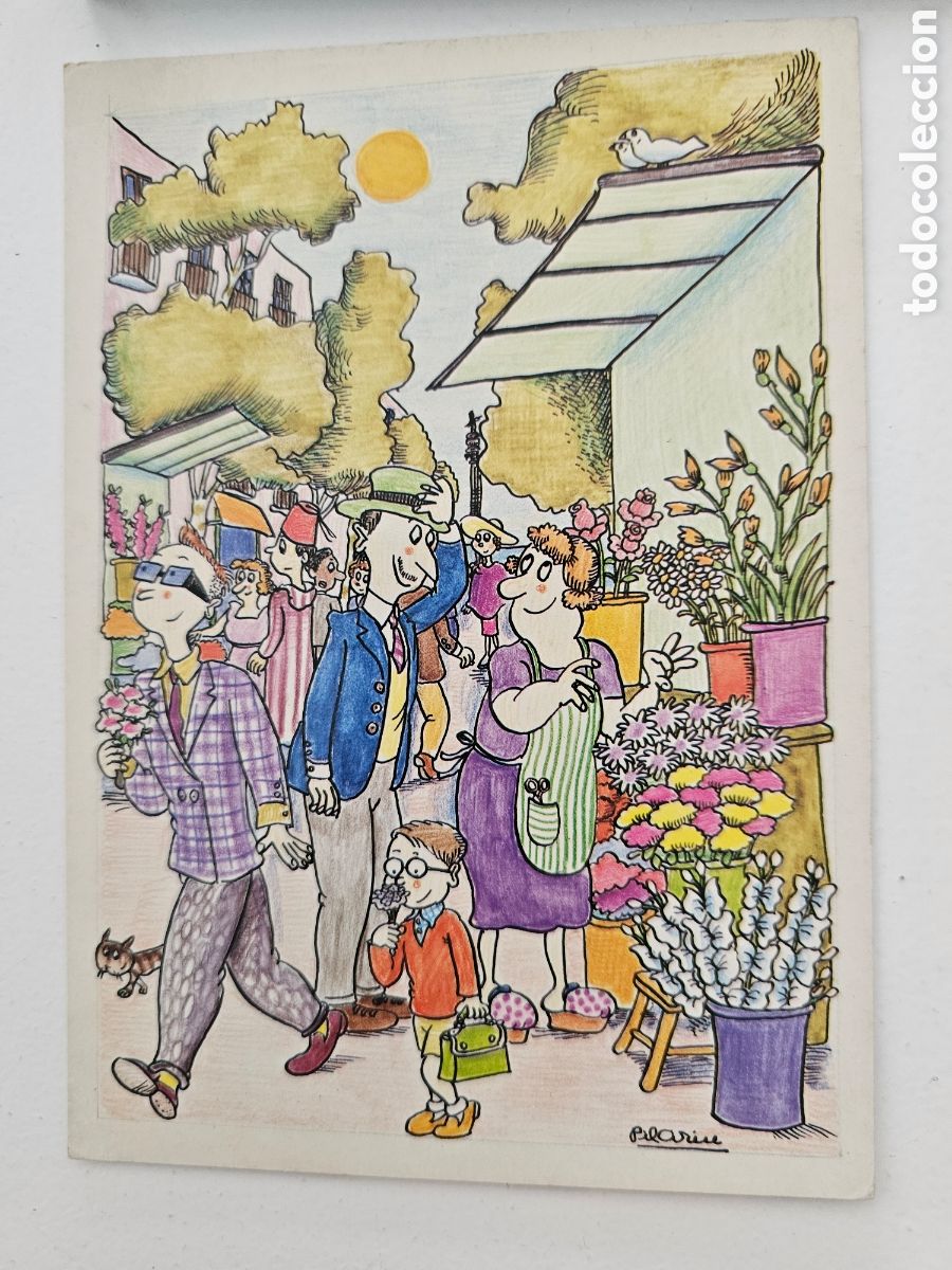 Postales: Postal grande de Pilarin Vall&egrave;s, Rambla de las Flores Martin Casanovas 1988