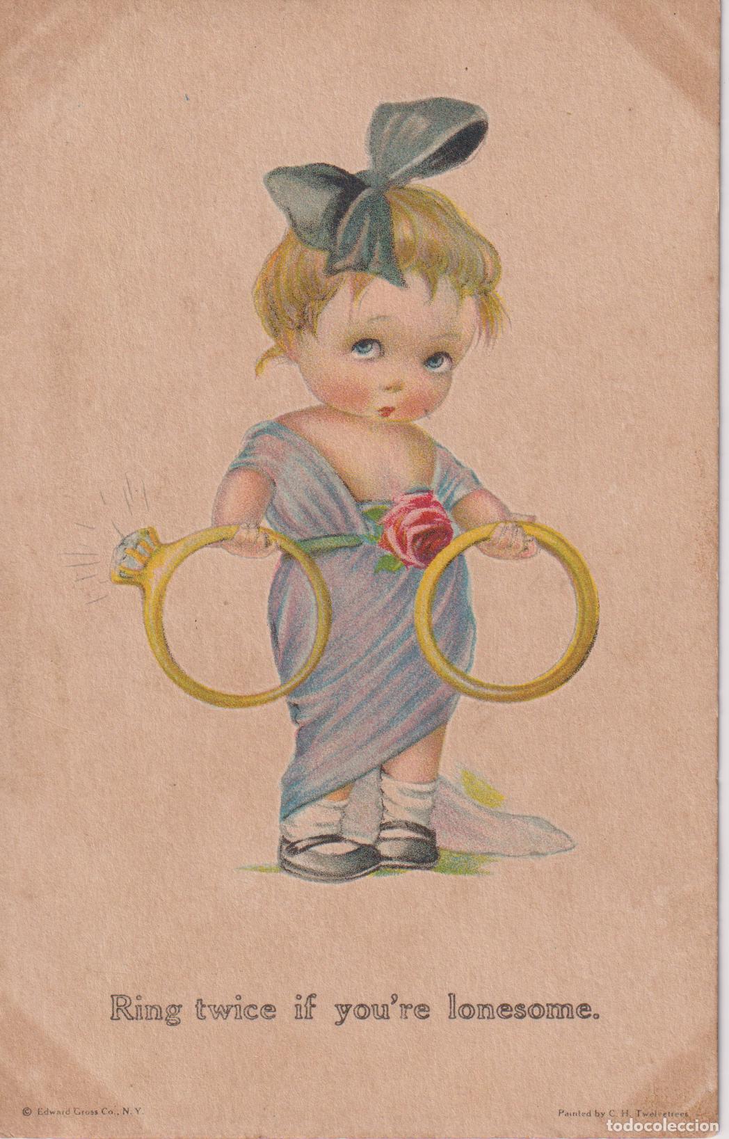 Postales: ILUSTRADOR: C.H. TWELVETREES, SUENA DOS VECES SI ESTAS SOLA &ndash; EDWARD GROSS CO - ESCRITA