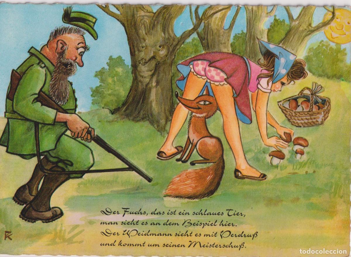 Postales: ILUSTRADOR: DESCONOCIDO, EL ZORRO ES UN ANIMAL INTELIGENTE, EL CAZADOR ERRA EL TIRO &ndash; S/C