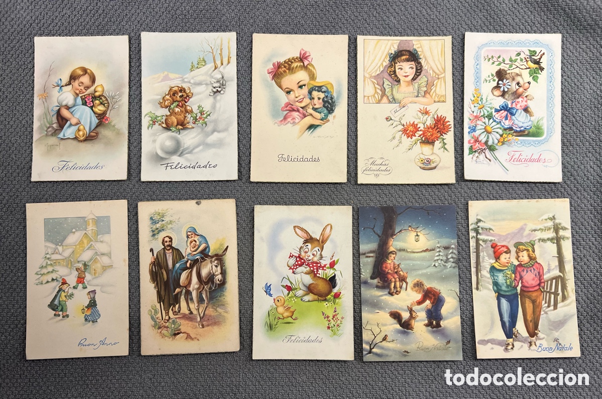 Postales: Postales Rom&aacute;nticas.. (10) Dibujos y caricaturas. Ilustradas (h.1940,50?) circuladas.