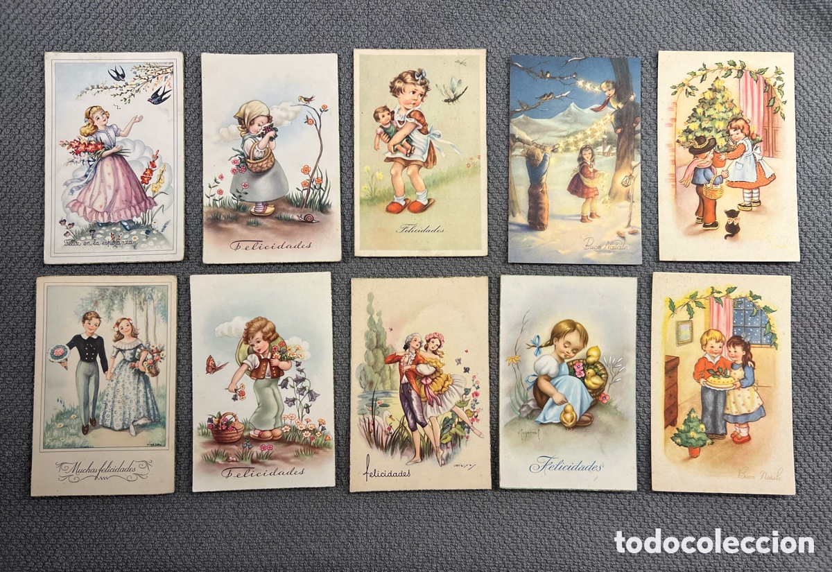 Cartes Postales: Postales Rom&aacute;nticas.. (10) Dibujos y caricaturas. Ilustradas (h.1940,50?) circuladas.