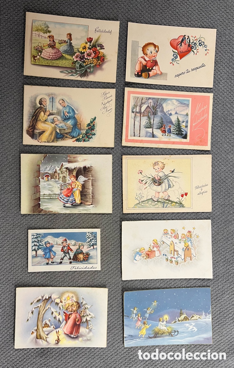 Postais: Postales Rom&aacute;nticas.. (10) Dibujos y caricaturas. Ilustradas (h.1940,50?) circuladas.