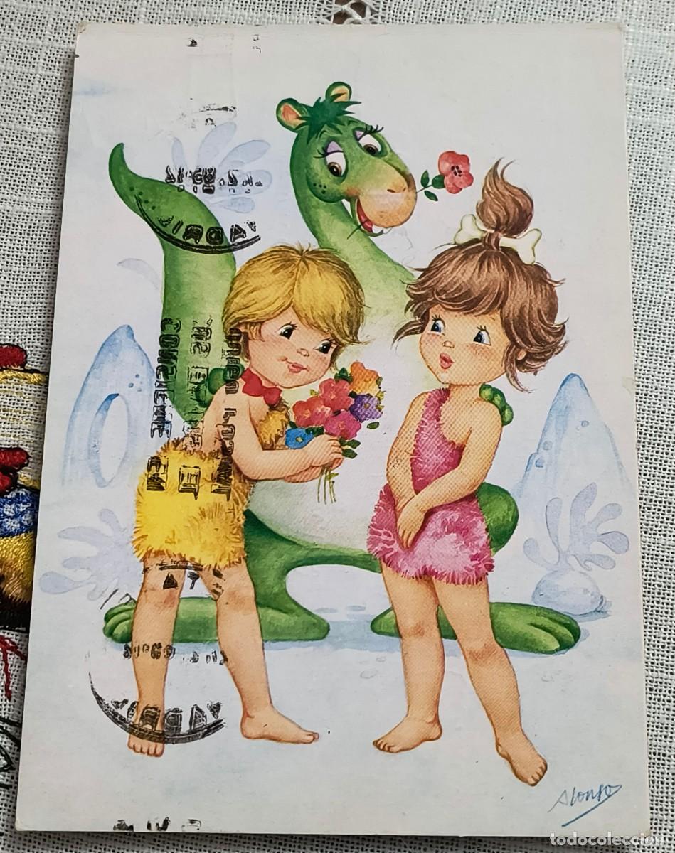 Postales: POSTAL | NI&Ntilde;OS CON DINOSAURIO - BERGAS