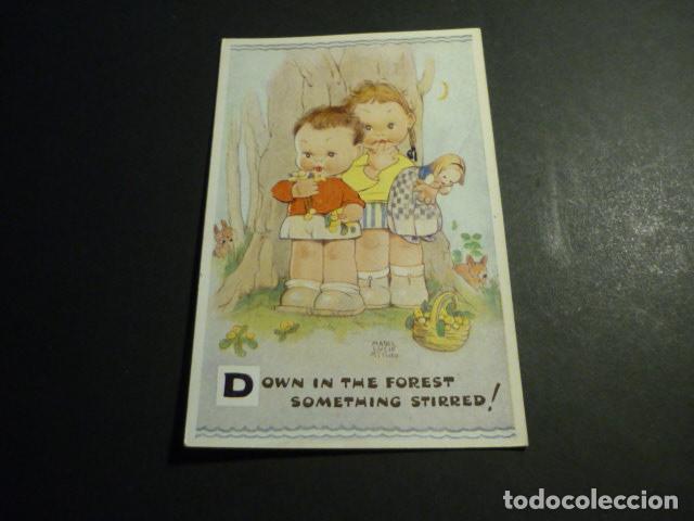 Postales: NI&Ntilde;OS CON FLORES POSTAL ILUSTRADA