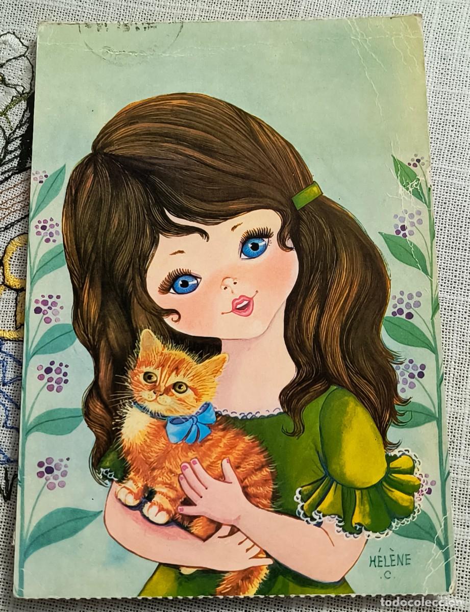 Postales: POSTAL | NI&Ntilde;A CON GATITO / BERGAS