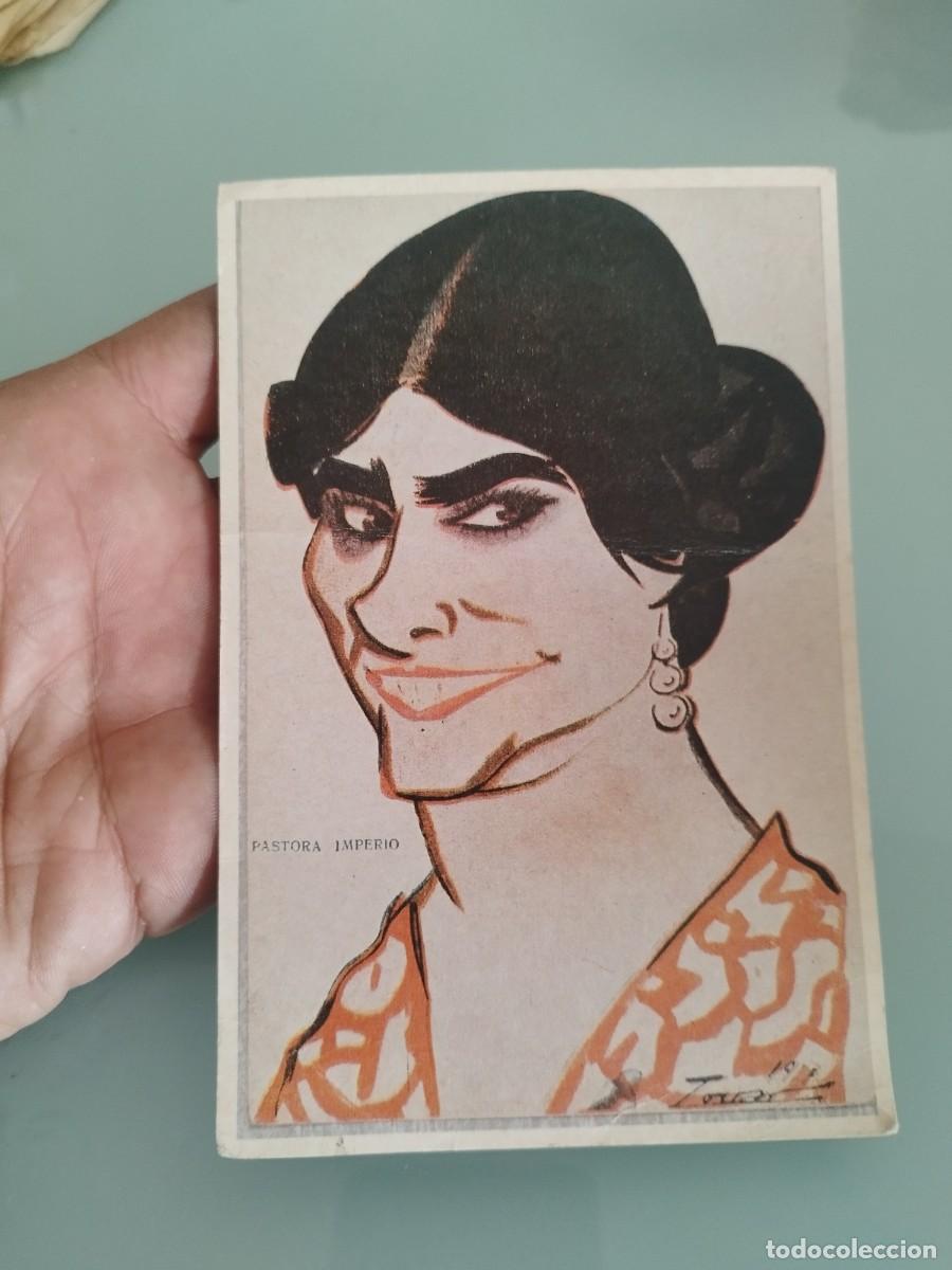 Postales: Postal de caricatura de la famosa bailaora Pastora Imperio, ilustrada por Manuel Tovar en 1917.
