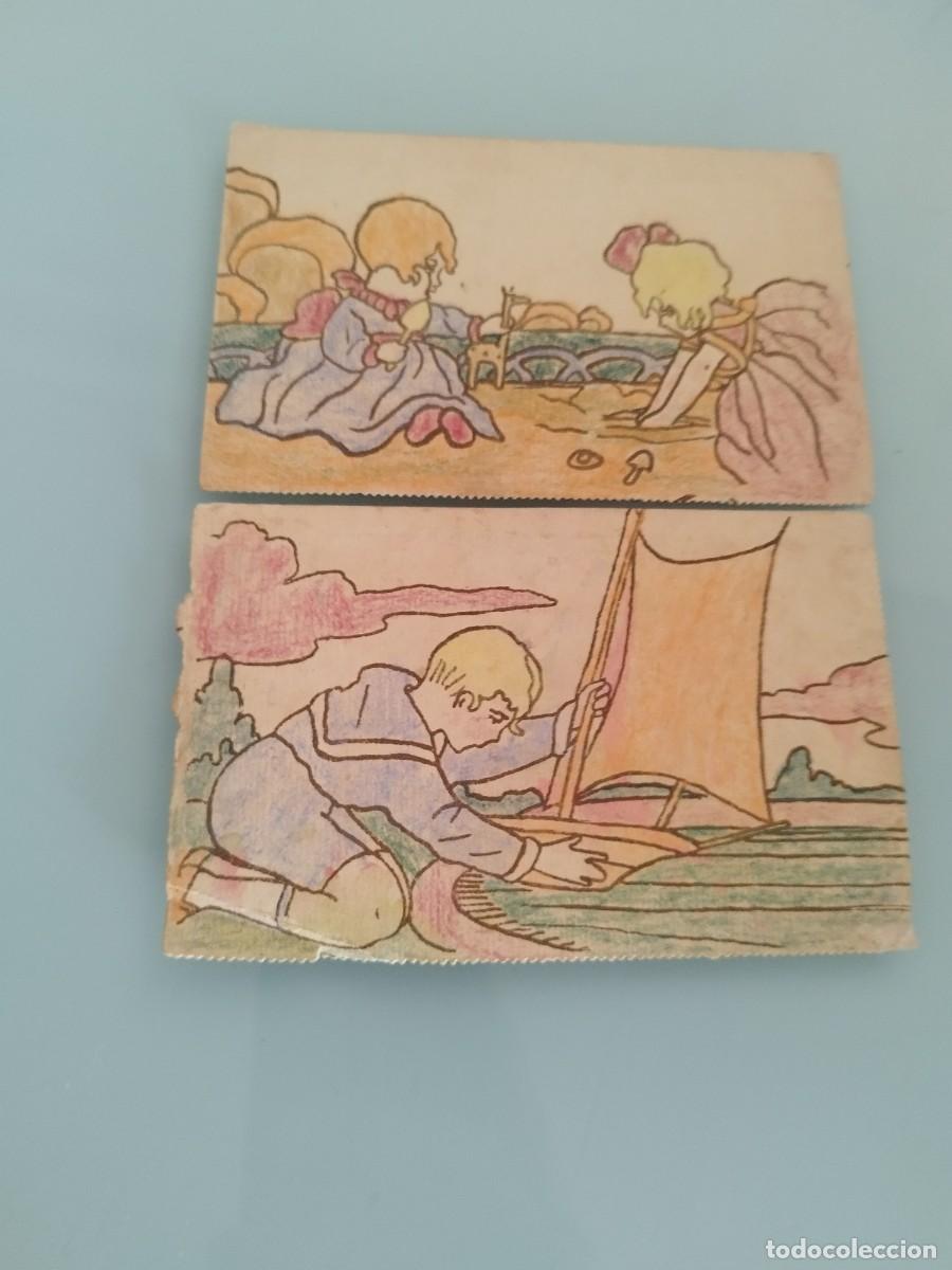 Postales: Dos antiguas tarjetas postales francesas. ilustraciones vintage similares a los dise&ntilde;os de Sarah Kay