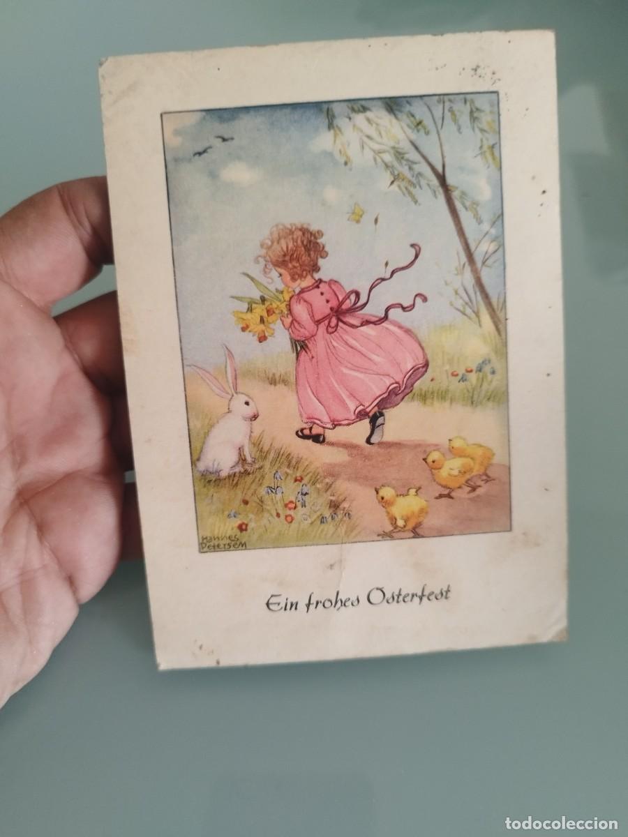 Postales: Antigua tarjeta postal de Pascua ilustrada por Pauli Ebner, con una ni&ntilde;a recogiendo flores.