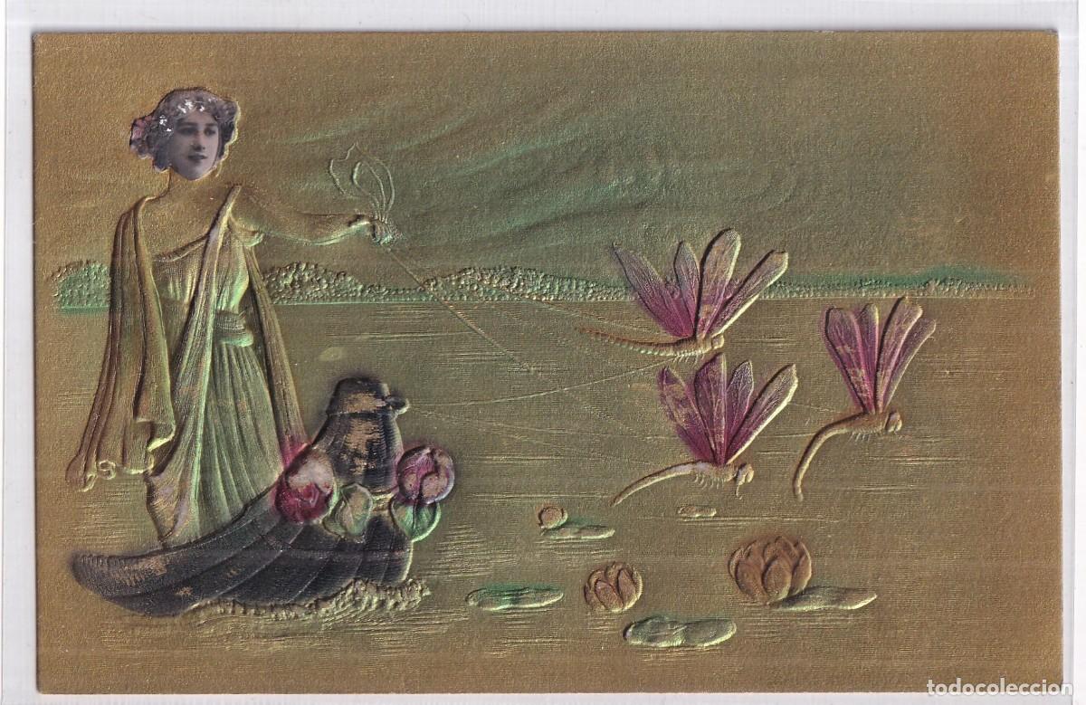 Postales: Postal en relieve, mujer. Bella Otero ??? Reverso sin dividir. Sin circular.