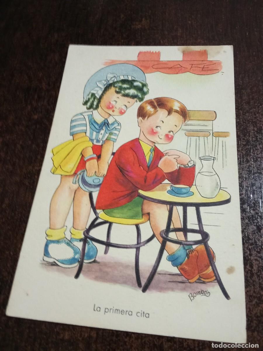 Postales: Postal - Dibujos y Caricaturas - La Primera Cita - Ediciones de Arte - Serie 68 - Exitos de Pantalla