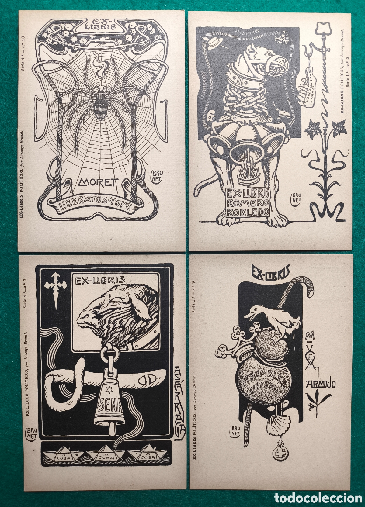 Postales: LLOREN&Ccedil; BRUNET ILUSTRADOR EX-LIBRIS POL&Iacute;TICOS POSTAL C. 1910