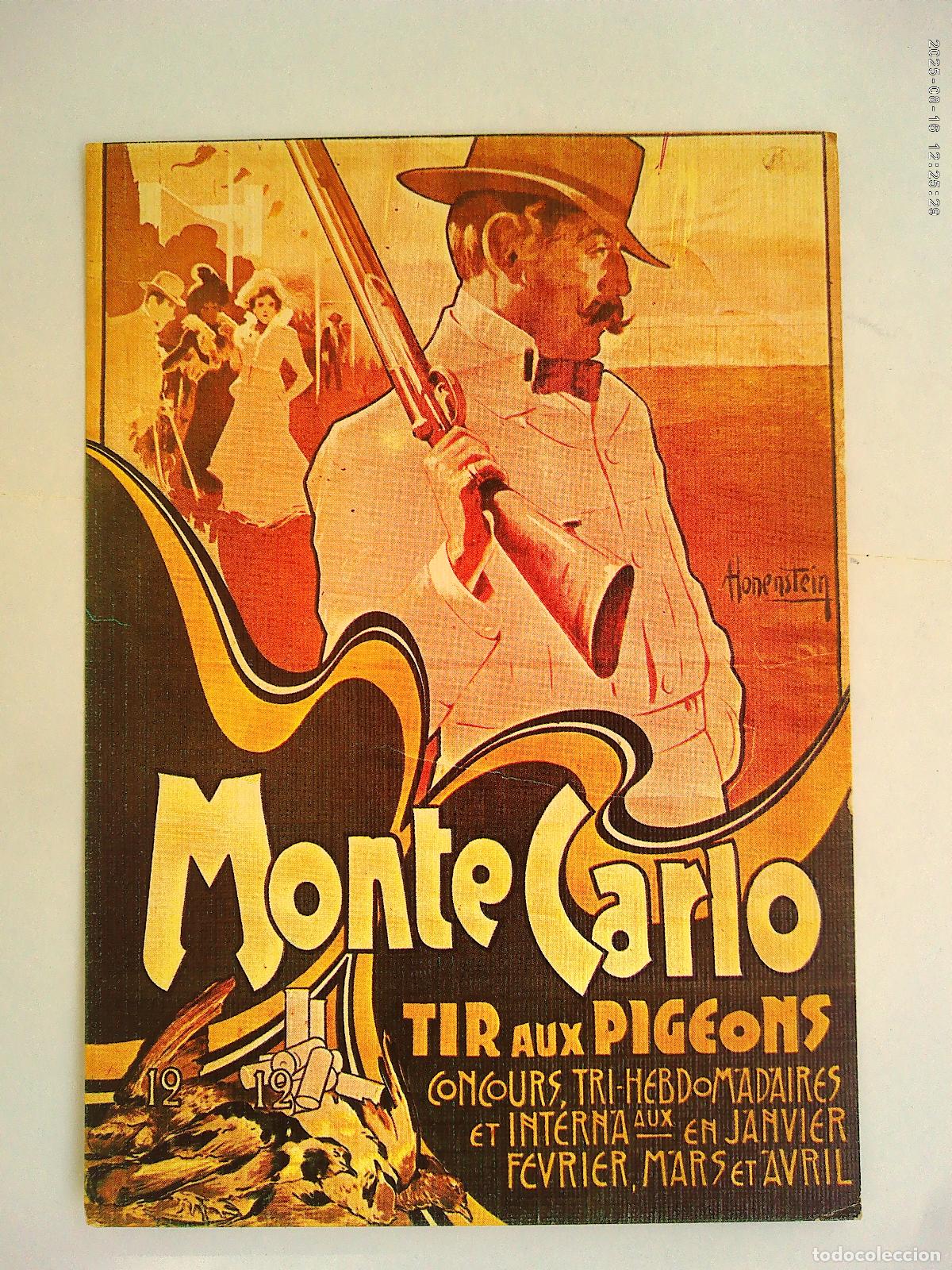 Postales: POSTAL DE MONTECARLO CON CARTEL MODERNISTA DE CONCURSO DE TIRO DE PICHON
