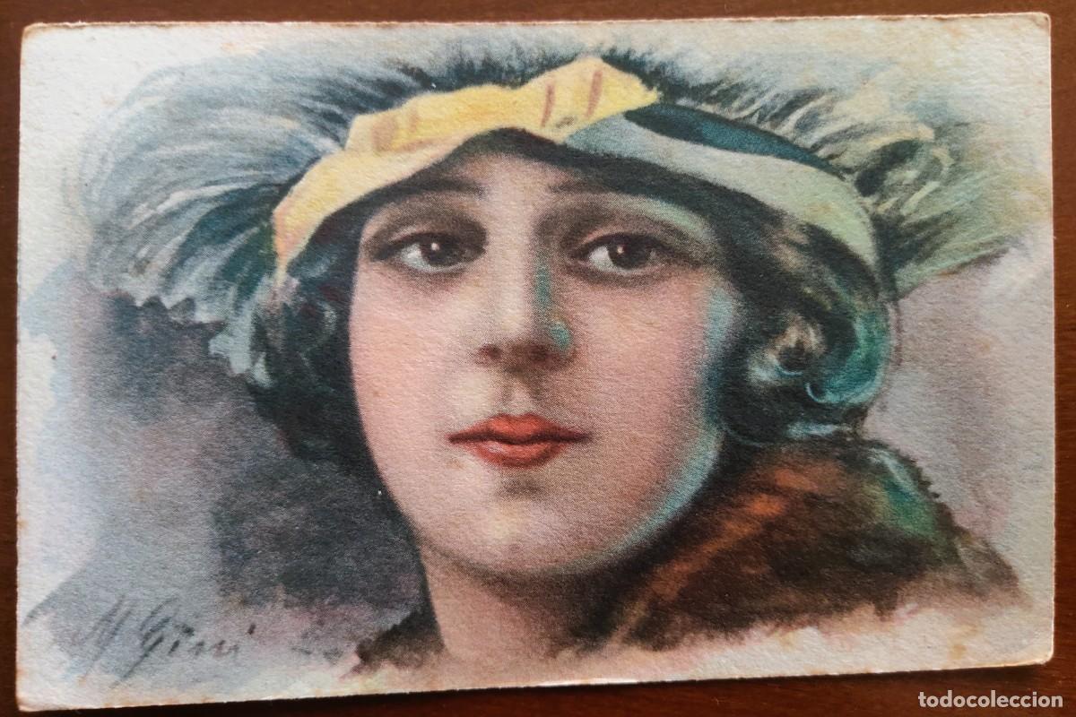 Postales: POSTAL DE UNA JOVEN DIBUJADA - T.A.M. ITALIA - CIRCULADA MARNERA A&Ntilde;O 1919