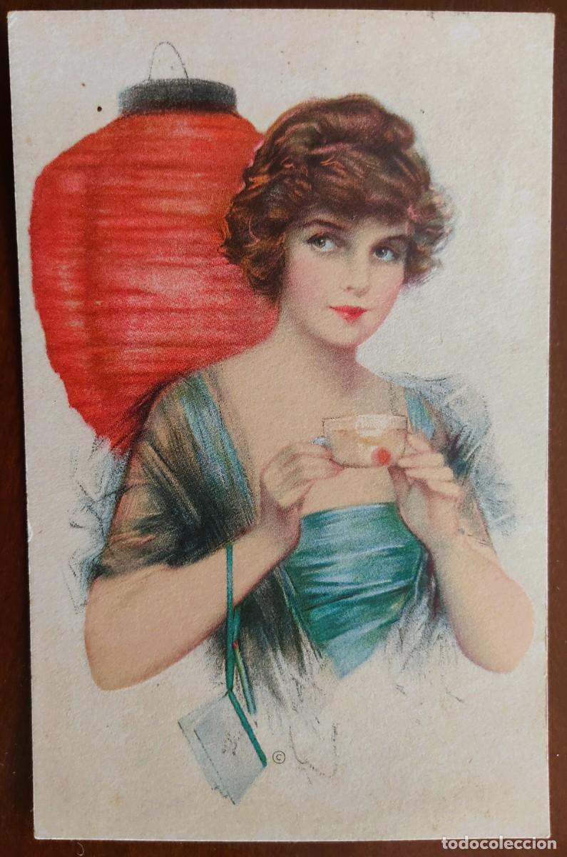 Postales: POSTAL DE UNA JOVEN DIBUJADA - MADE IN USA - CIRCULADA MARNERA A&Ntilde;O 1919