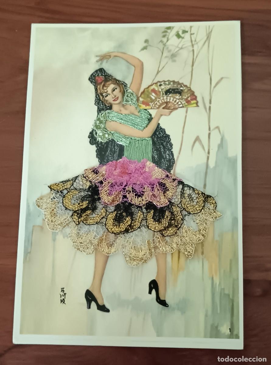 Postales: POSTAL REGIONAL BORDADA Y PUNTILLA COMERCIAL PRAT 15X10 CM. SIN ESCRIBIR