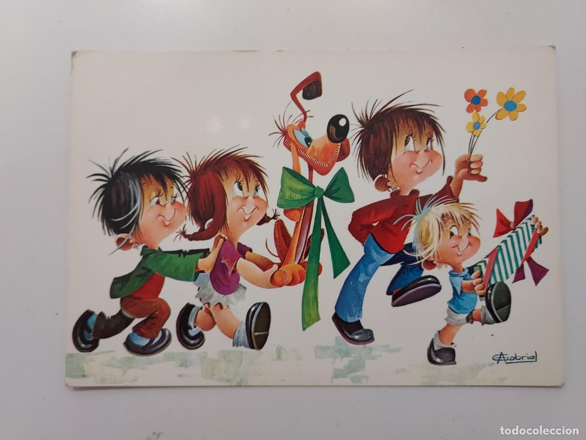 Postales: POSTAL ILUSTRADOR GABRIEL NI&Ntilde;OS PANDILLA CON REGALOS PERRO. 1969. SIN CIRCULAR. CYZ