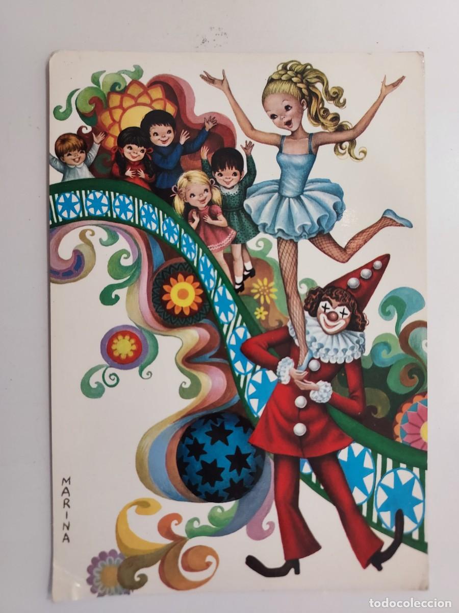 Postales: POSTAL ILUSTRADOR MARINA. PAYASO CHICA EQUILIBRISTA CIRCO. 1969. SIN CIRCULAR. ANCORA