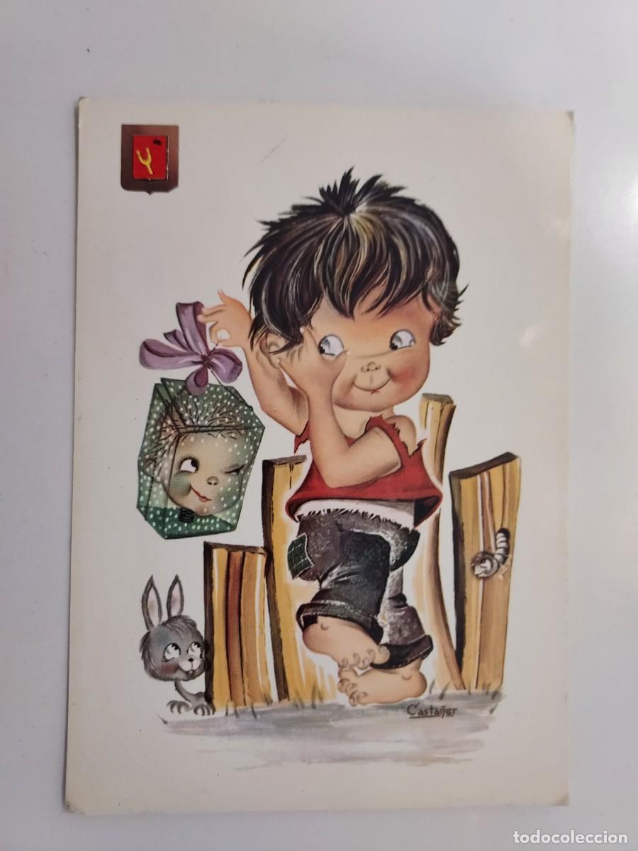 Postales: POSTAL ILUSTRADOR CASTA&Ntilde;ER NI&Ntilde;O CON REGALO PARA SU NOVIA. 1967. ESCUDO ORO. ESCRITA