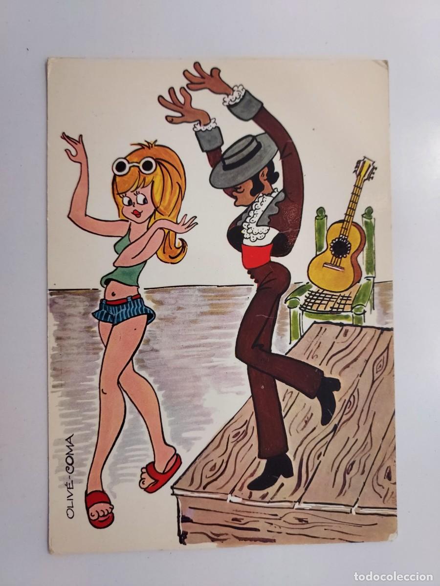 Postales: POSTAL ILUSTRADOR OLIVE-COMA. VACACIONES. GUITARRISTA FLAMENCO CHICA TURISTA CLASE. 1968. SAVIR. S/C