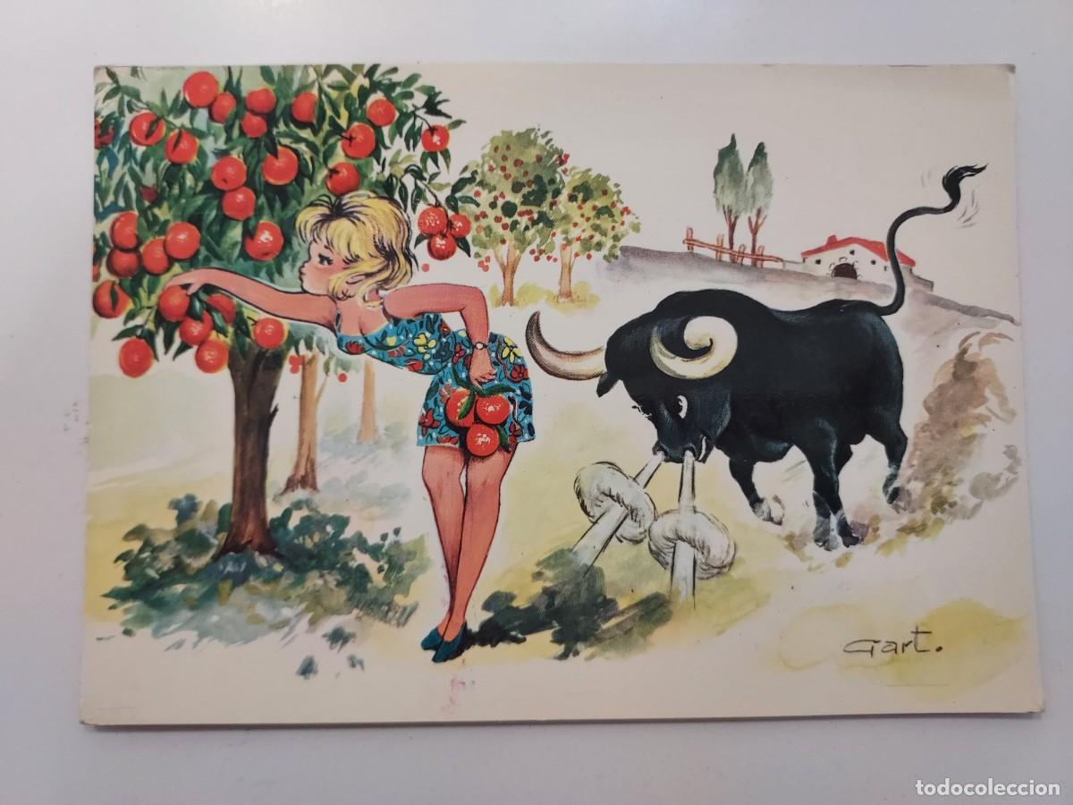 Postales: POSTAL ILUSTRADOR GART. VACACIONES. CHICA TURISTA LE PILLA EL TORO. 1968. SAVIR. S/C
