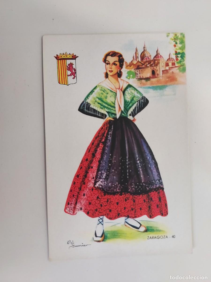 Postales: POSTAL ILUSTRADOR ELSI GUMIER. TRAJE REGIONAL ZARAGOZA. MOLINA. SIN CIRCULAR. A&Ntilde;OS 1950