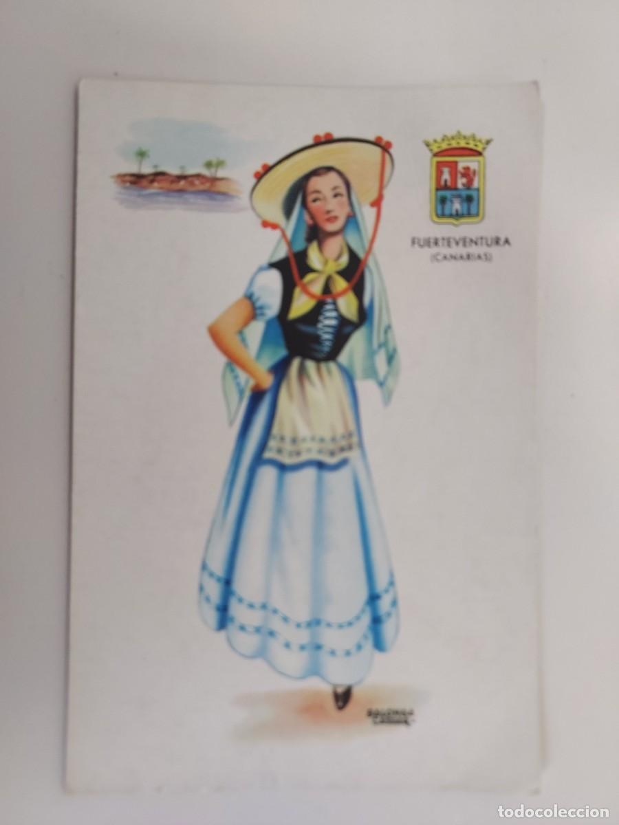Postales: POSTAL ILUSTRADOR BALONGA CASSAR. TRAJE TIPICO REGIONAL FUERTEVENTURA. DOMINGUEZ. S/C. A&Ntilde;OS 1950