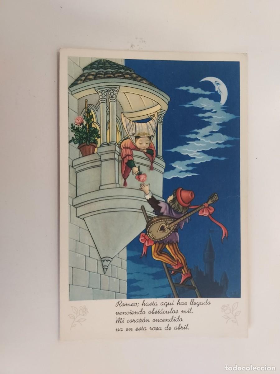 Postales: POSTAL ILUSTRADA. ESCENA ROMANTICA ROMEO Y JULIETA, CON POESIA. SIN CIRCULAR