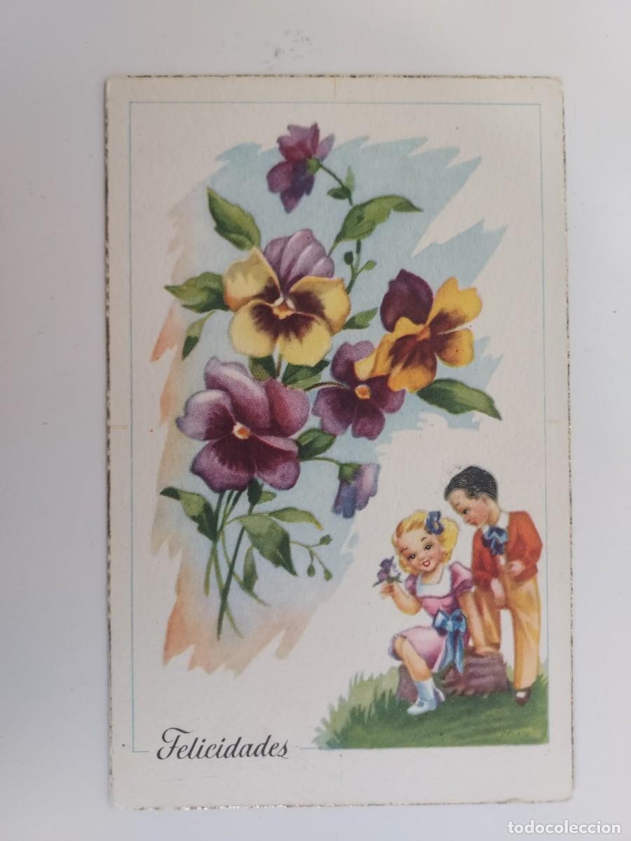 Postales: POSTAL ILUSTRADA. PAREJA ENAMORADOS FELICIDADES FLORES. PABLO DUMMATXEN. S/C. A&Ntilde;OS 1940 1950