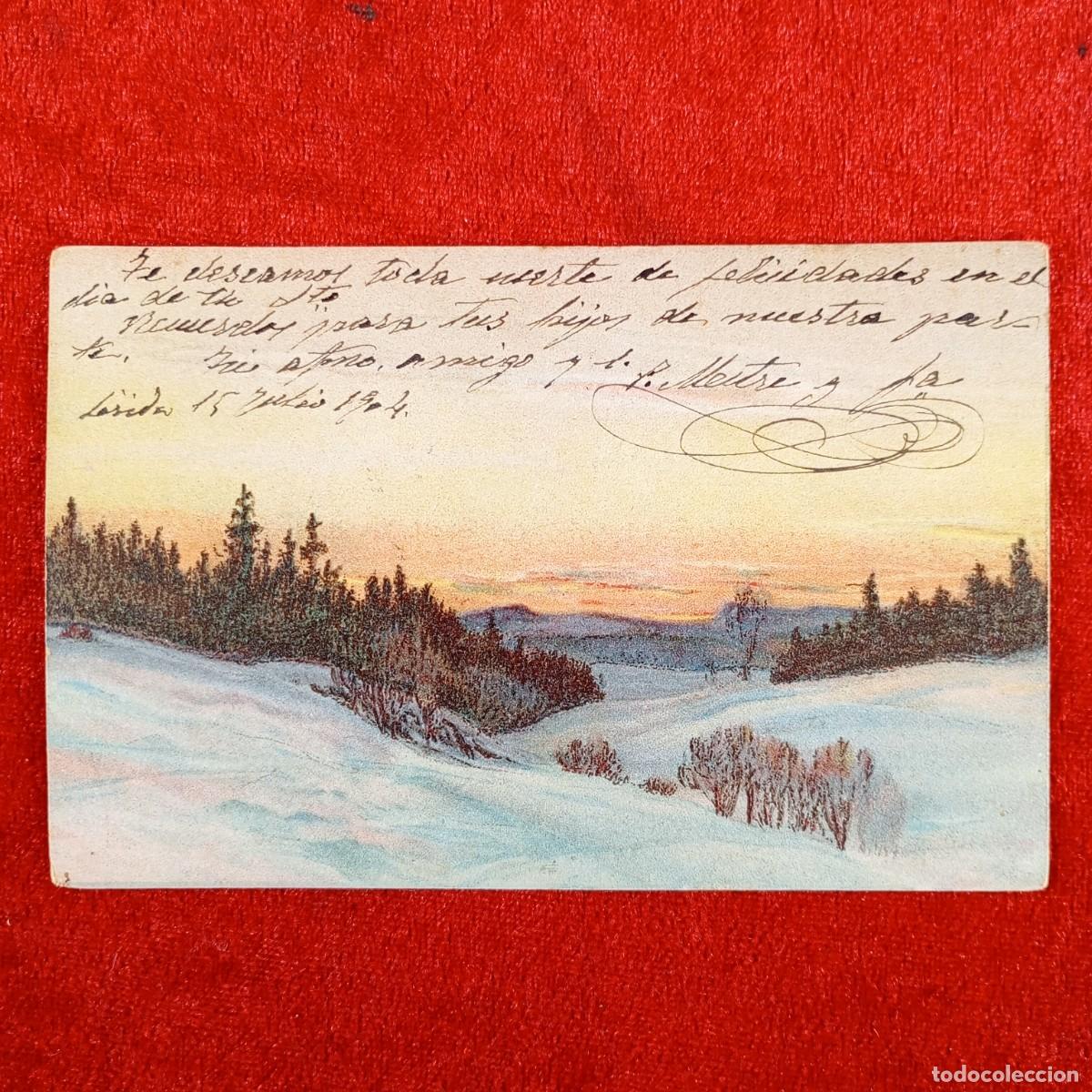 Postales: POSTAL - c. 1900 - PAISAJE NEVADO - PRECIOSA POSTAL - DECORATIVA - RAR&Iacute;SIMA / 796