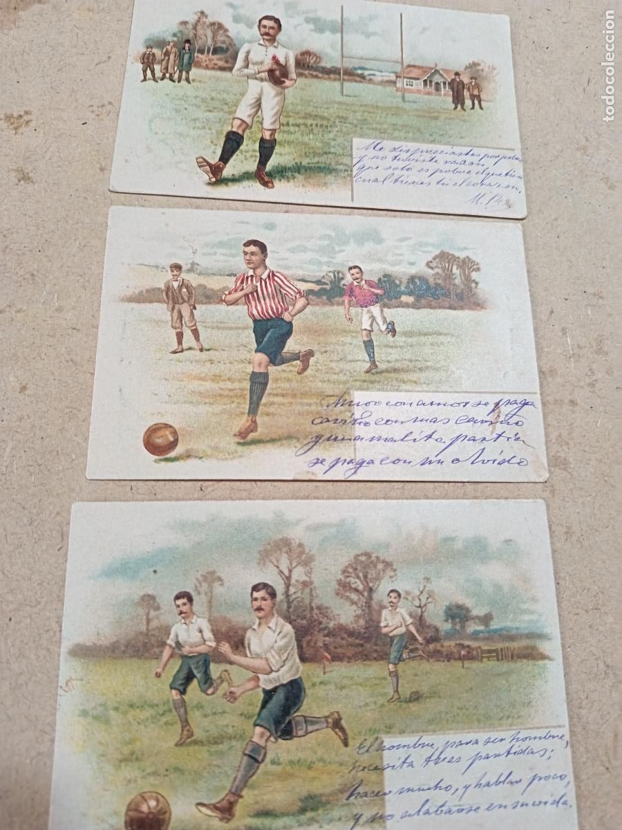 Postales: LOTE DE 3 POSTALES ANTIGUAS. TEMA FUTBOL. PUBLICIDAD EN DORSO DE D&Iacute;AZ Y MOLINA. UBEDA.