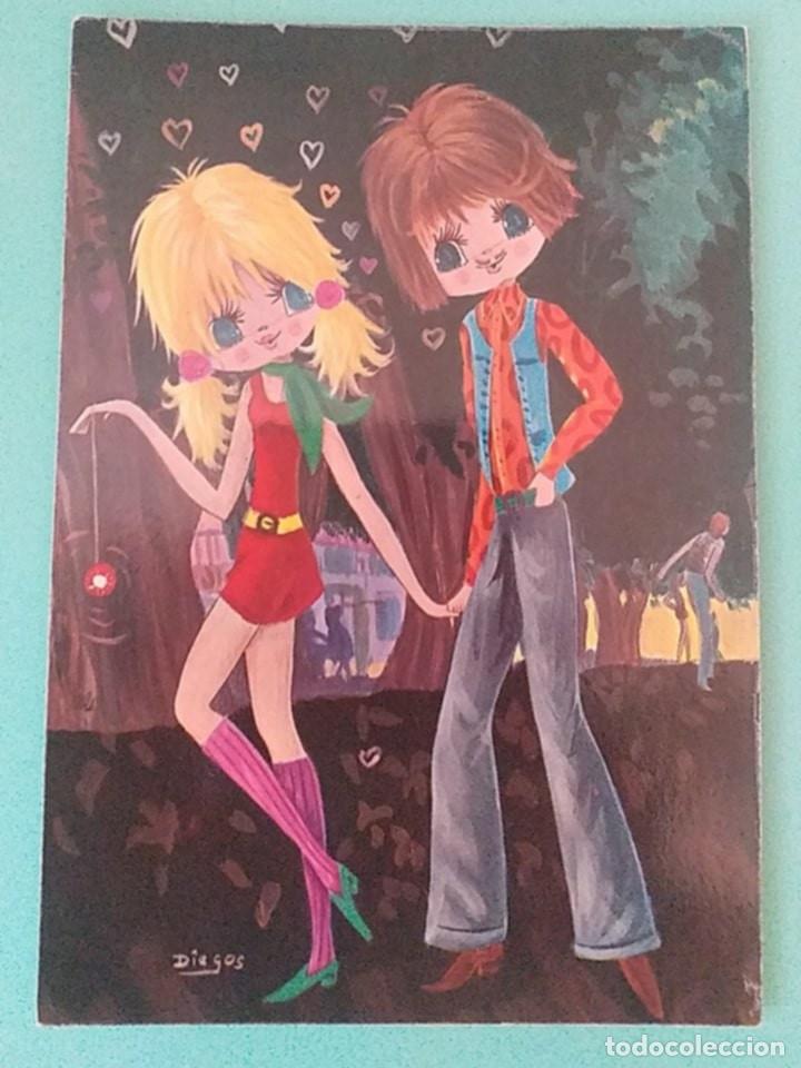 Postales: Postal Ilustrada Dibujante Diegos Colecci&oacute;n C y Z 7305/31-D Pareja 2 Nueva