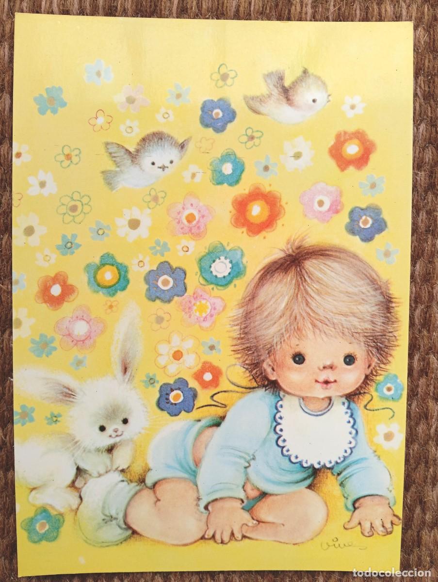 Postales: BEBE CON CONEJITO - ILUSTRACION VIVES - EDICROMO