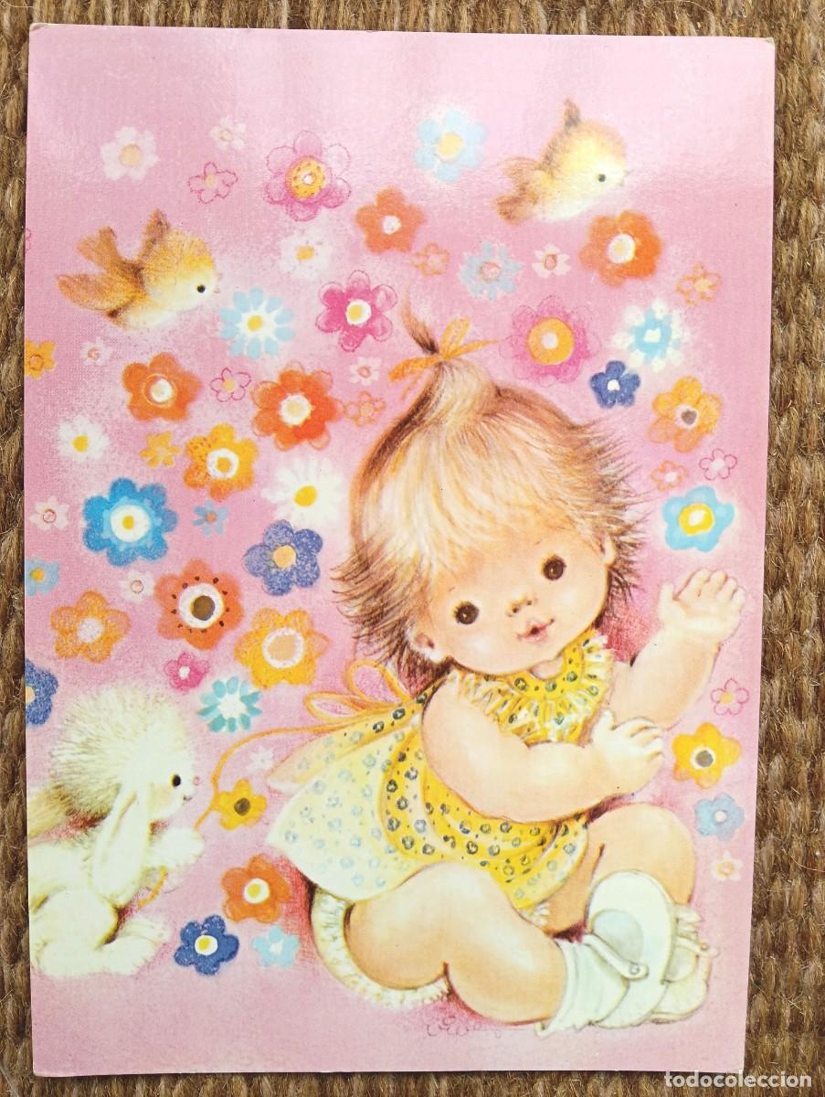 Postales: BEBE CON CONEJITO - ILUSTRACION VIVES - EDICROMO