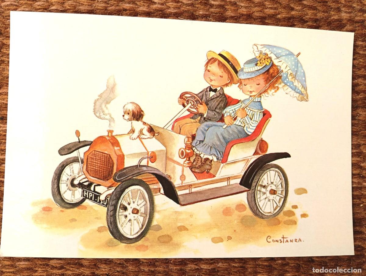 Postales: PAREJA EN COCHE ANTIGUO - ILUSTRACION CONSTANZA - ED. C Y Z