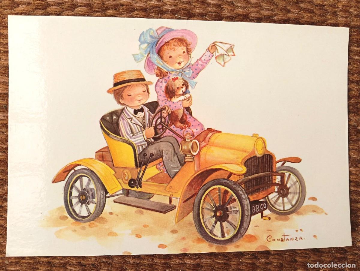 Postales: PAREJA EN COCHE ANTIGUO - ILUSTRACION CONSTANZA - ED. C Y Z