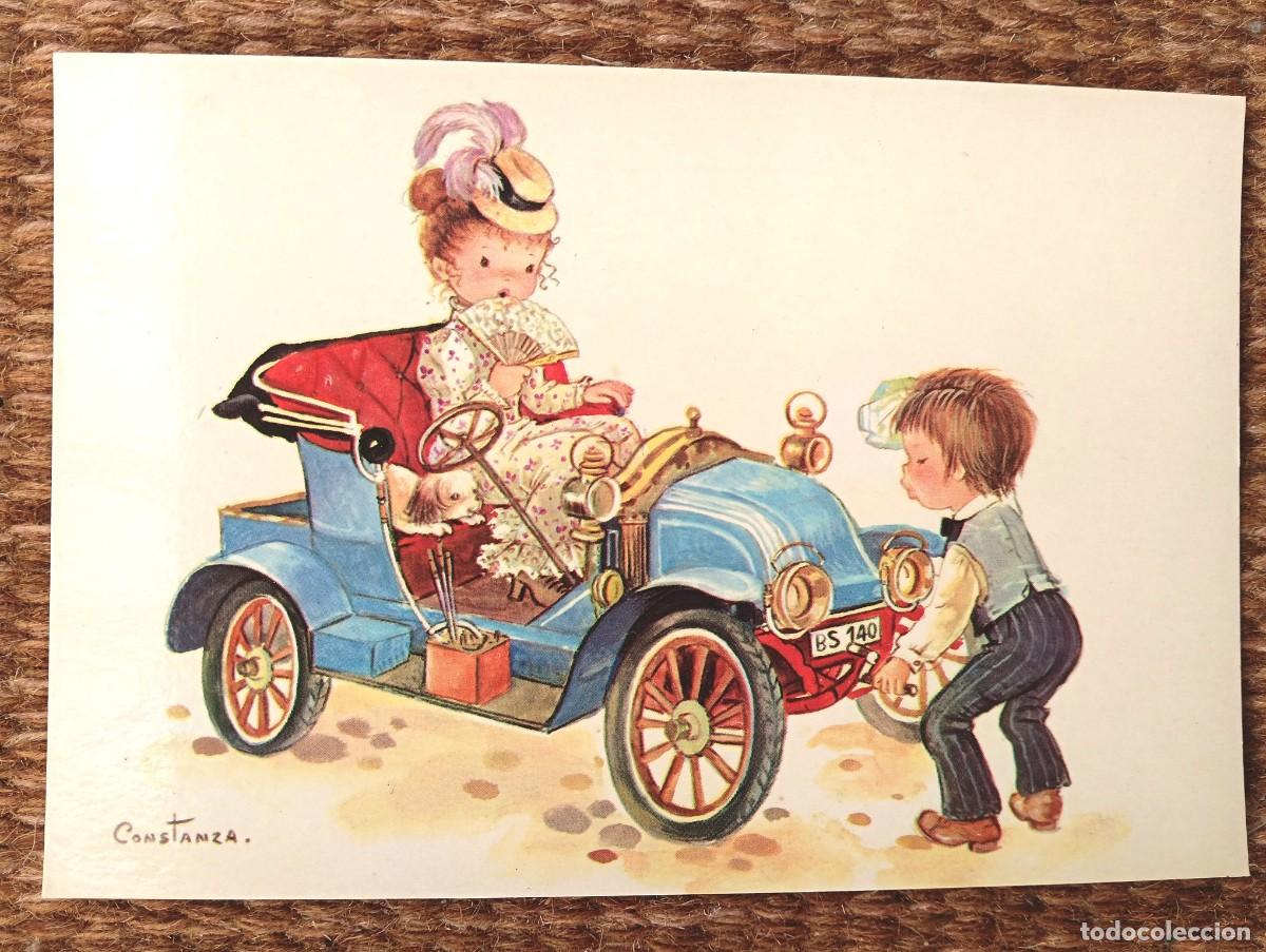 Postales: PAREJA EN COCHE ANTIGUO - ILUSTRACION CONSTANZA - ED. C Y Z