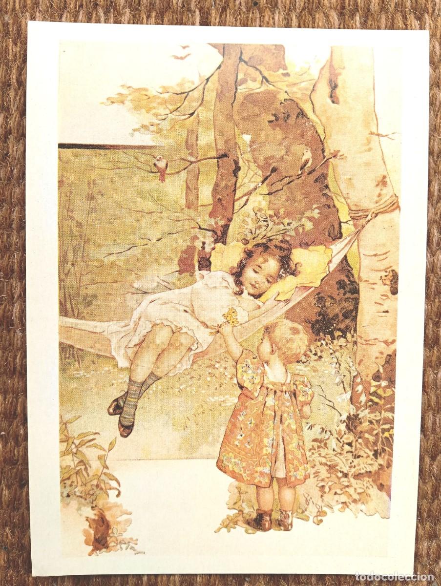 Postales: NI&Ntilde;A DURMIENDO EN JARDIN