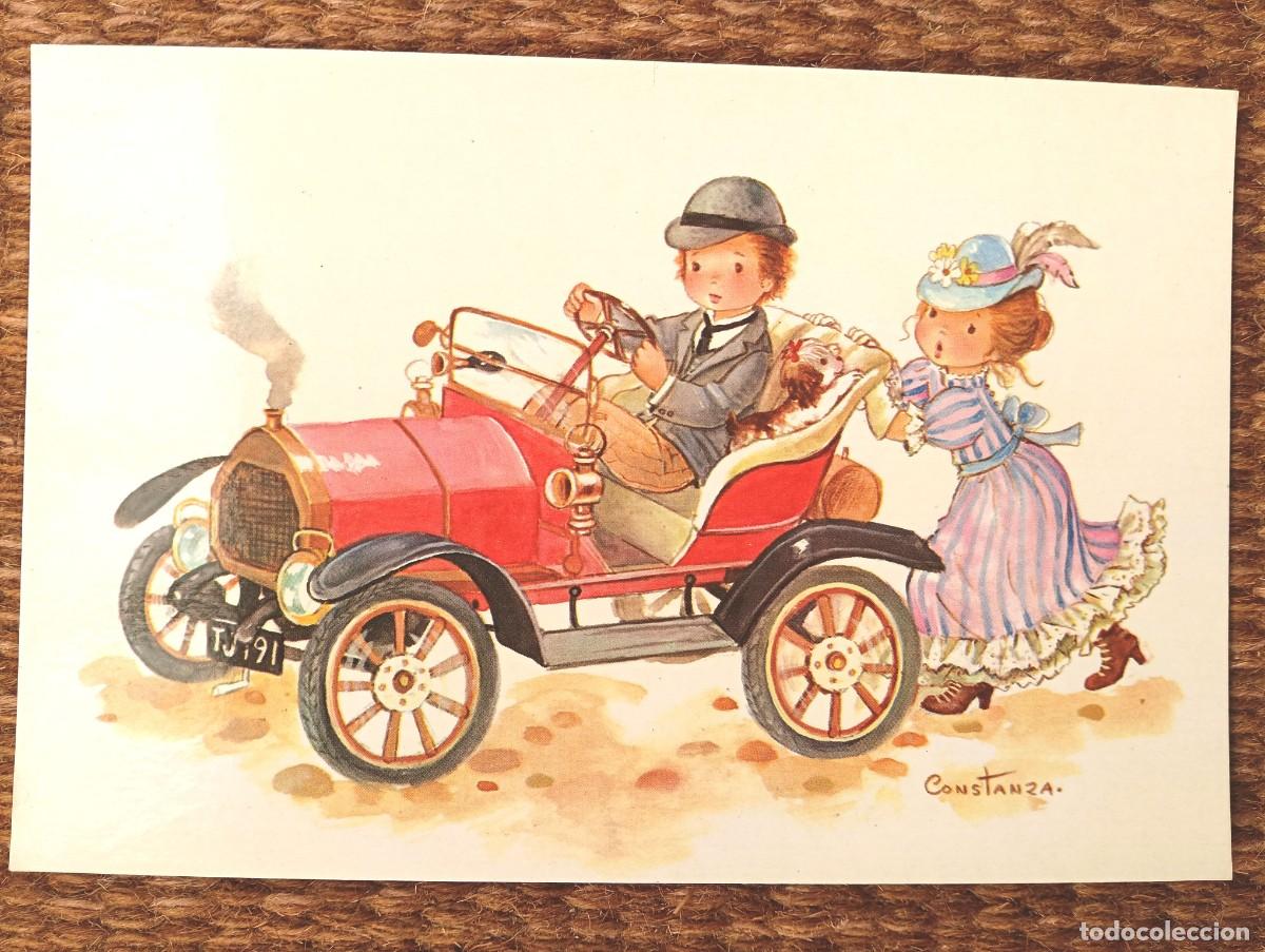 Postales: PAREJA EN COCHE ANTIGUO - ILUSTRACION CONSTANZA - ED. C Y Z