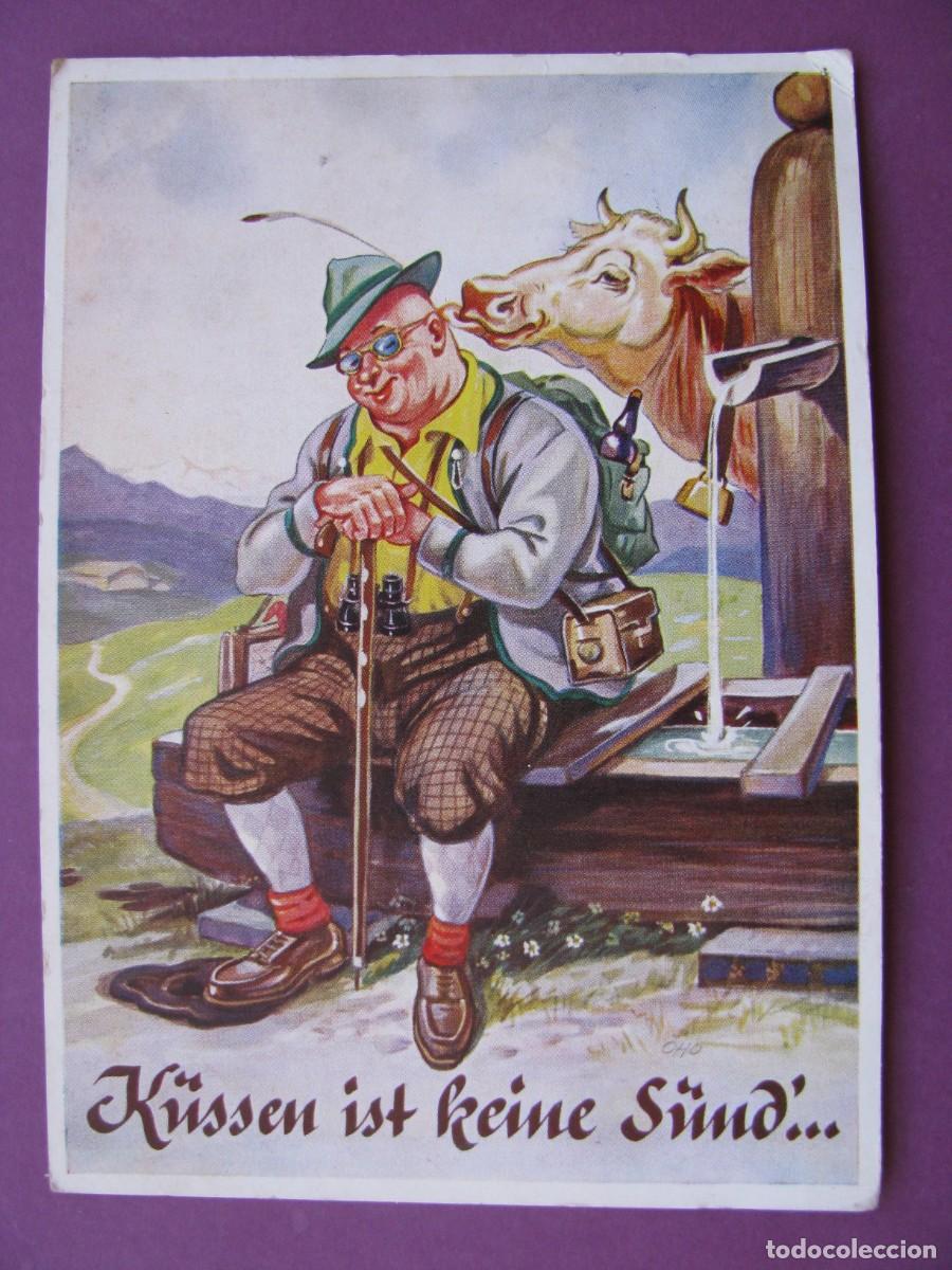 Postales: POSTAL DIBUJO, CARICATURA DE ALEMANIA. K&Uuml;SSEN IST KEINE S&Uuml;ND... CIRCULADA 1954