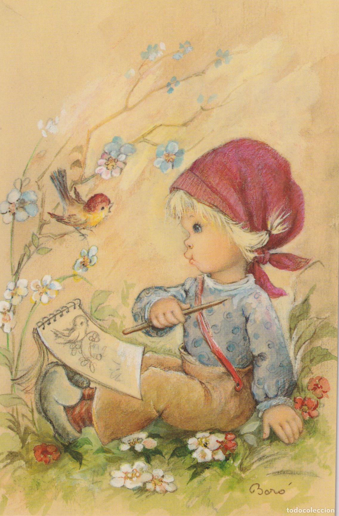 Postales: ILUSTRADOR: BAR&Oacute;, DIBUJANDO EN EL JARDIN &ndash; EDITA CyZ 6043A &ndash; S/C