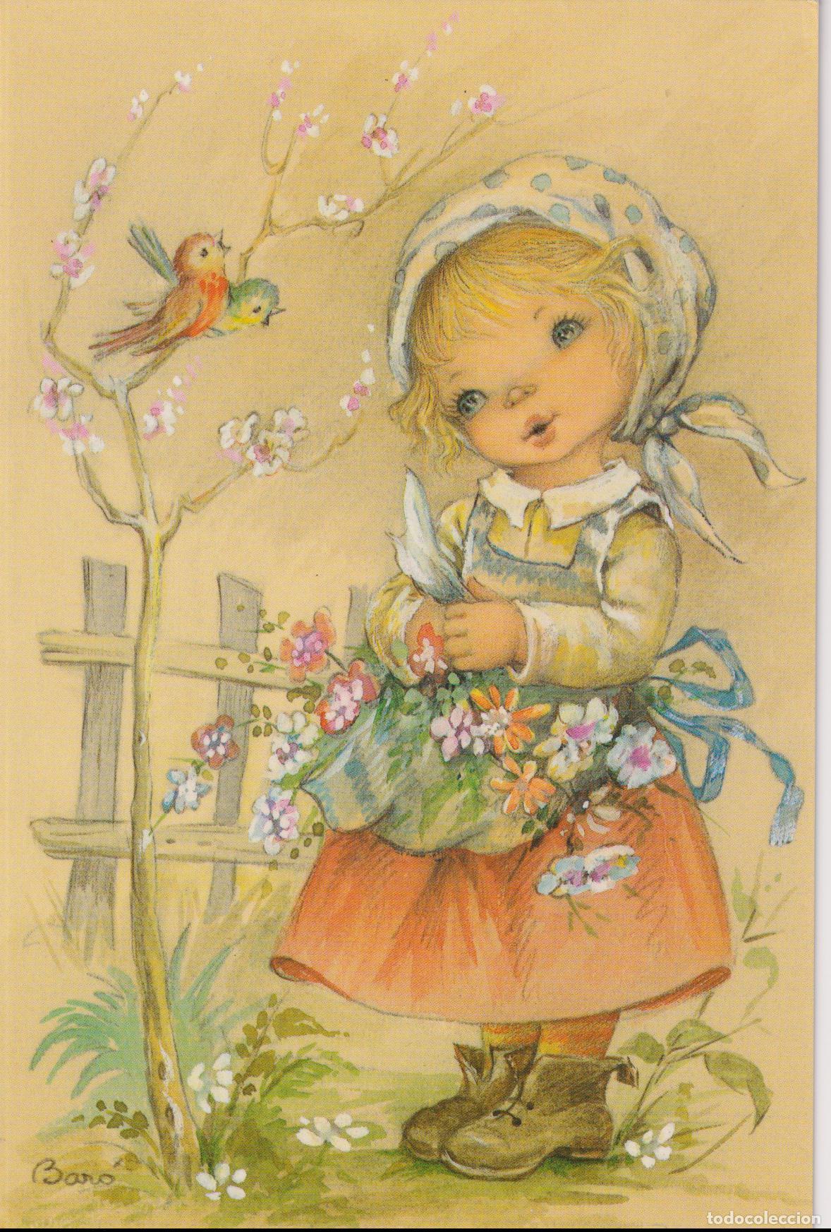 Postales: ILUSTRADOR: BAR&Oacute;, RECOGIENDO FLORES &ndash; EDITA CyZ 6043C &ndash; S/C