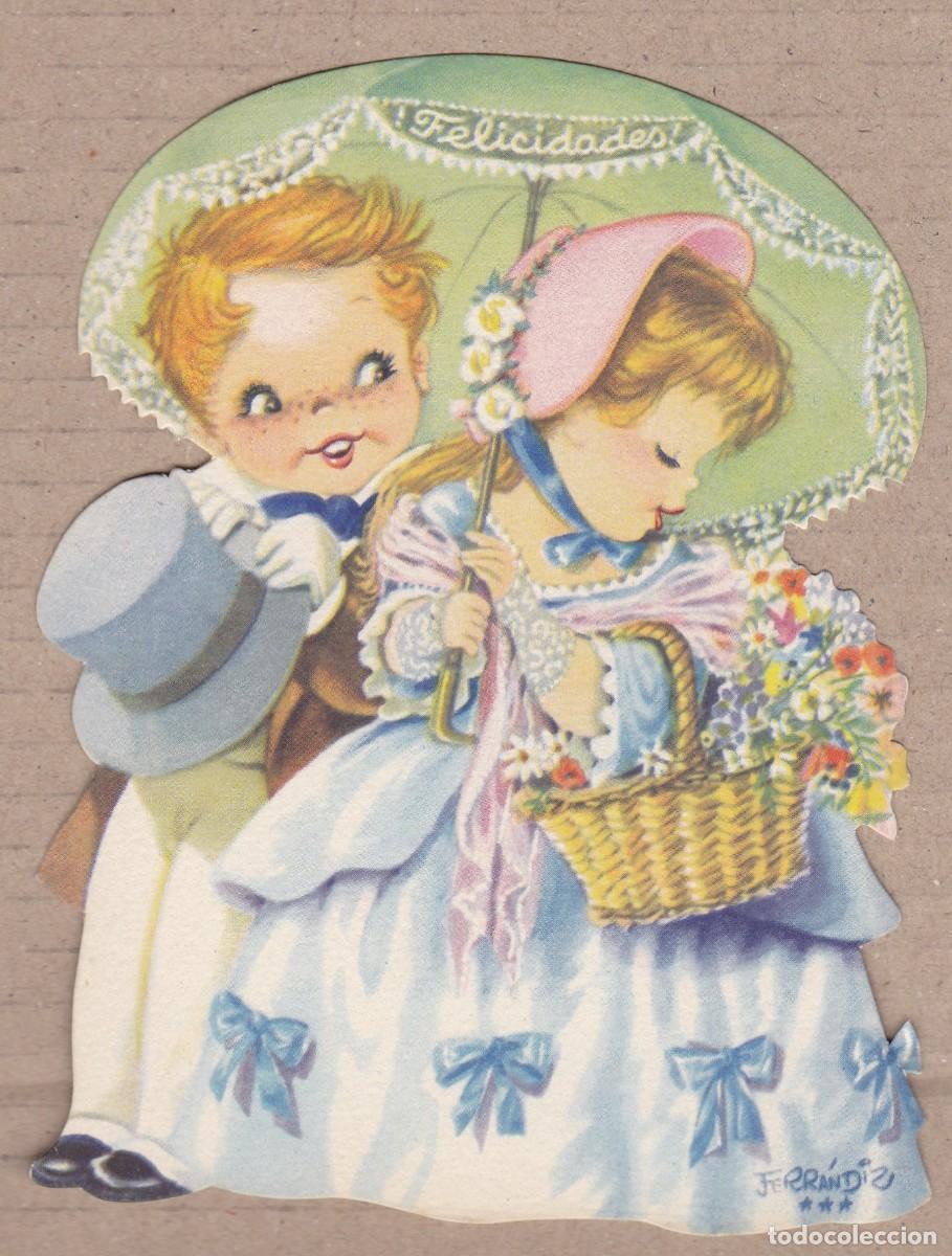 Postales: Ferr&aacute;ndiz - Enamorados - Tarjeta Postal Troquelada de Felicitaci&oacute;n - Creaciones Diz 250 - 140x110mm