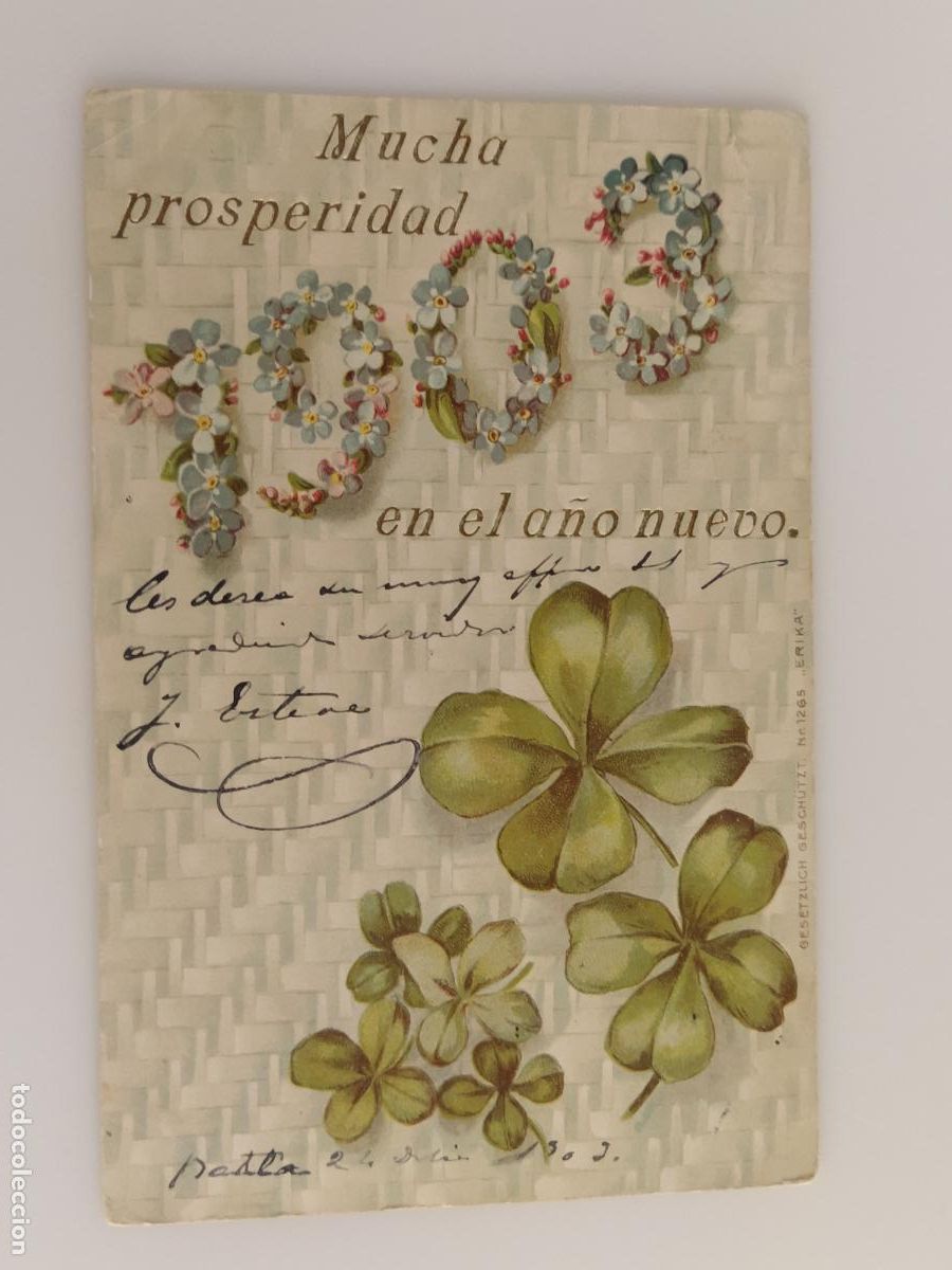 Postales: FELICITACION ANTIGUA A&Ntilde;O 1903 - REVERSO SIN DIVIDIR - POSTAL ANTIGUA -(116.278)