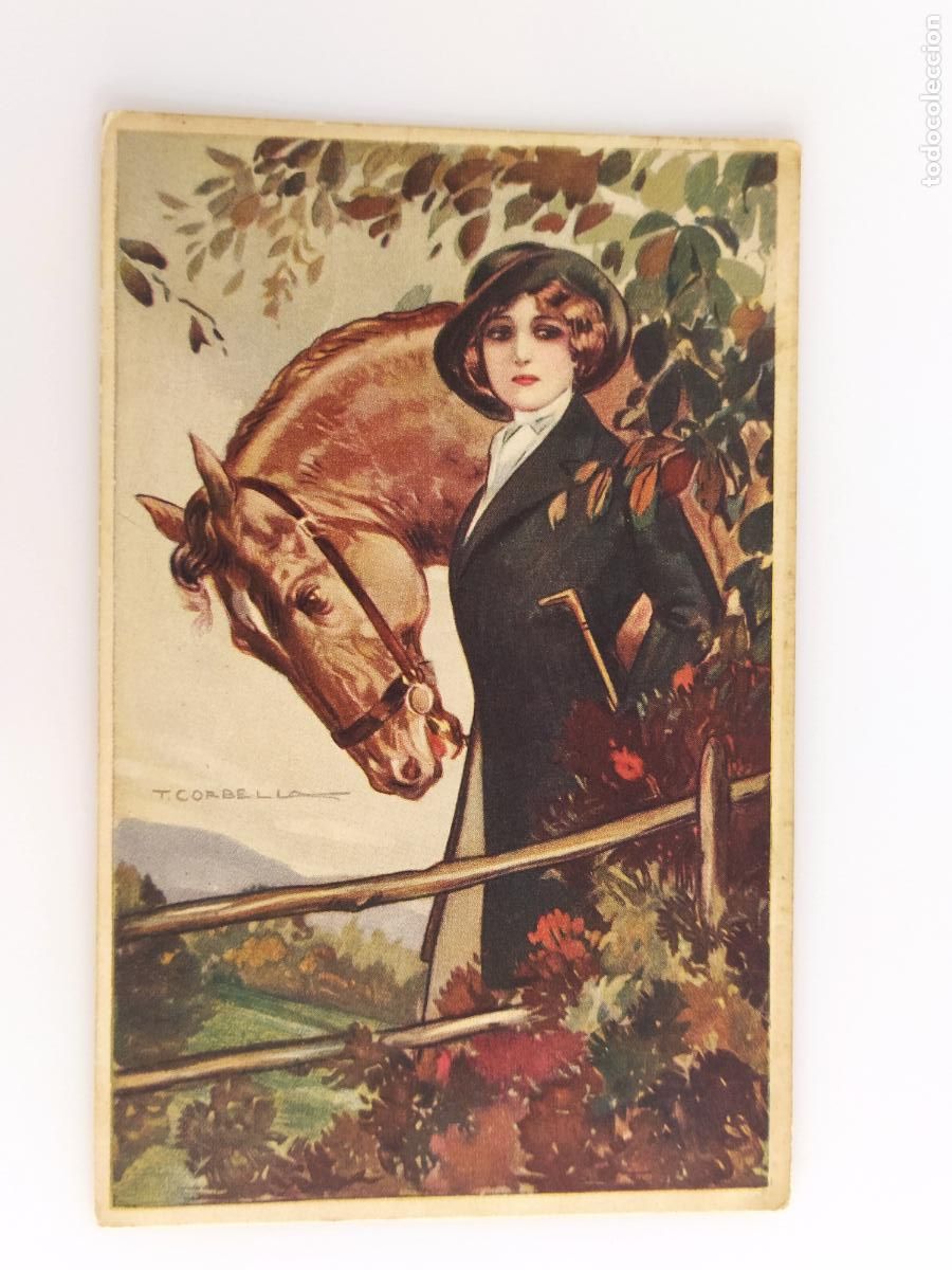 Postales: LA MUJER Y EL CABALLO - ILUSTRA T. CORBELLA - POSTAL ANTIGUA -(116.282)
